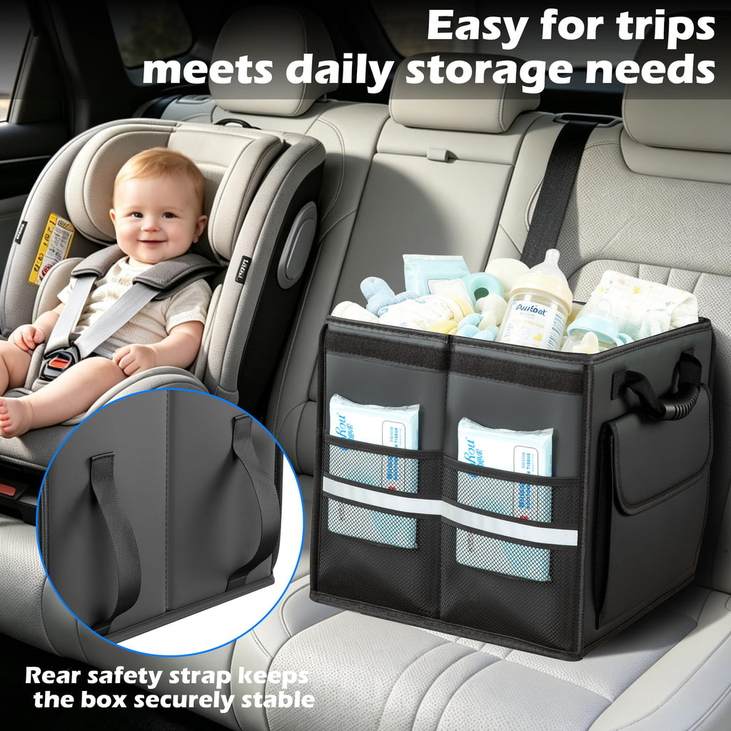 Foldable Leather Trunk Organizer Storage Box for SUVs and Sedans