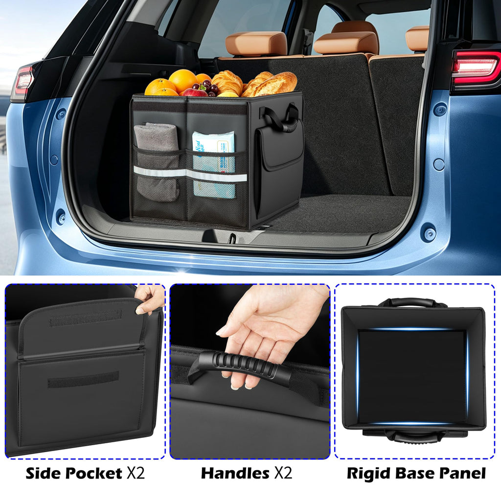 Foldable Leather Trunk Organizer Storage Box for SUVs and Sedans