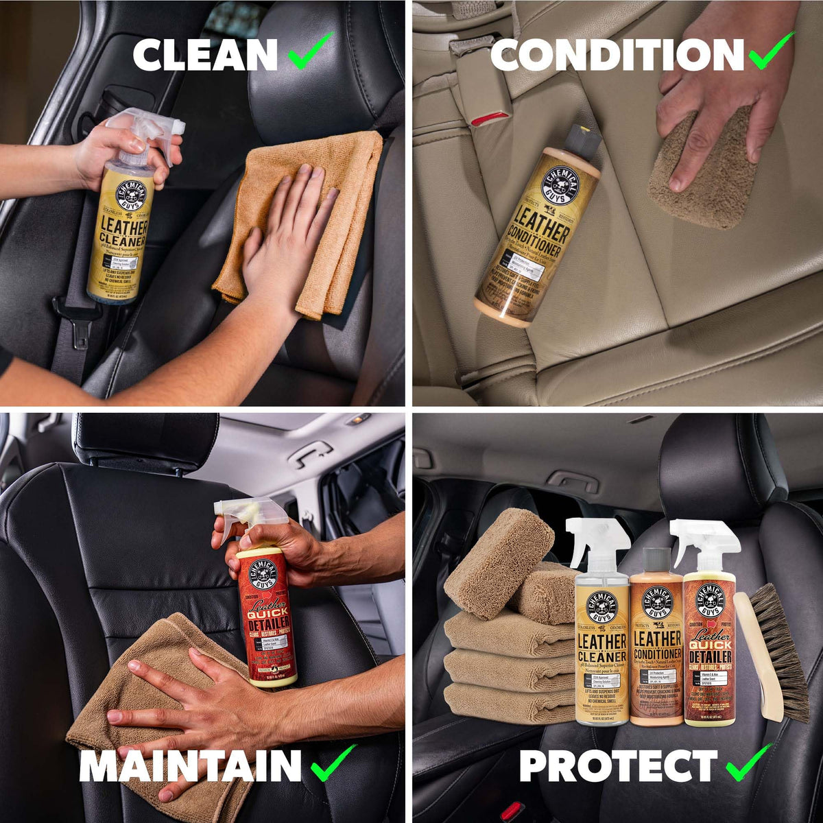 Leather Cleaner and Conditioner Kit for Car Interior 9-Piece Set