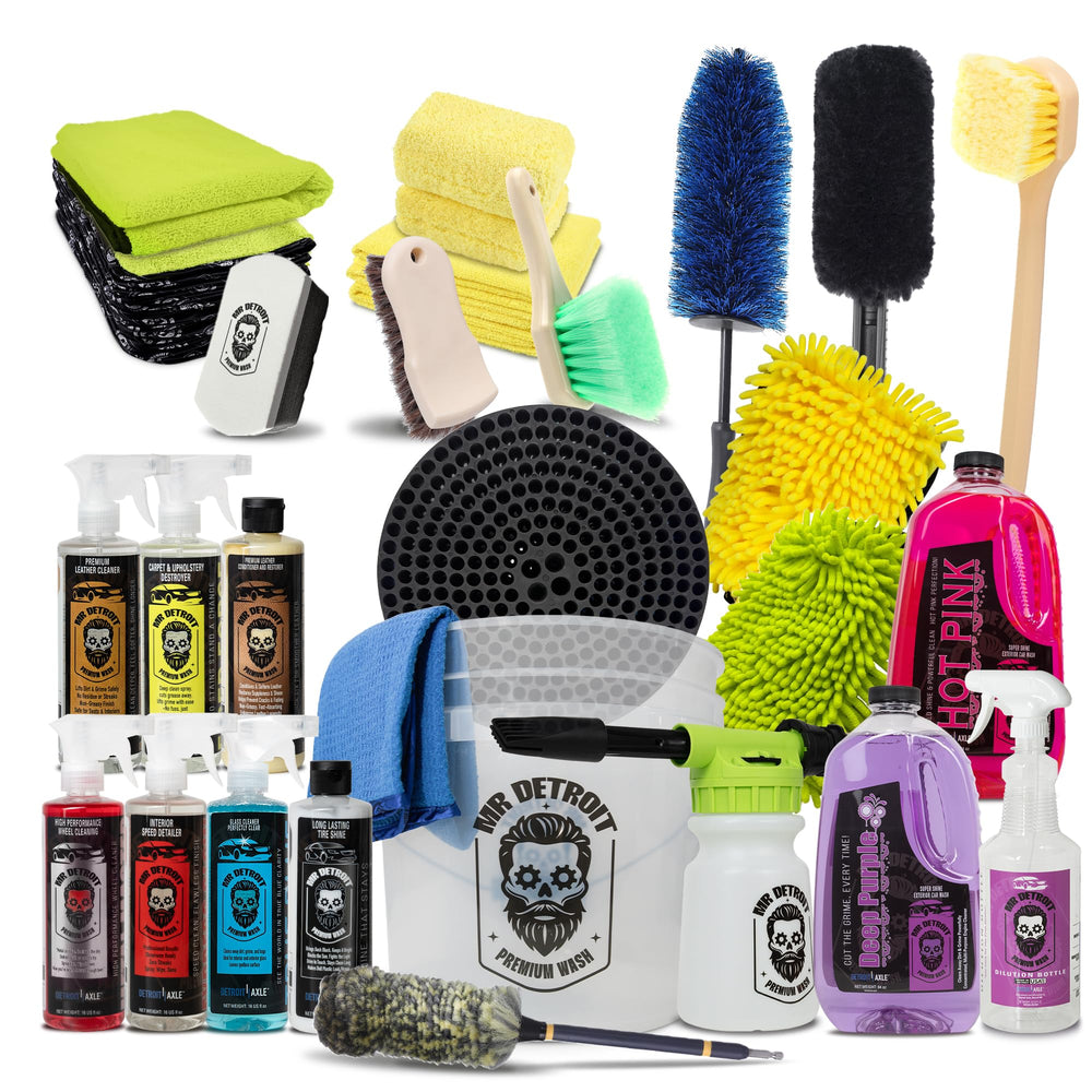 Mr. Detroit - 27pc Car Wash Kit with Foam Blaster, Soap, Bucket, Glove
