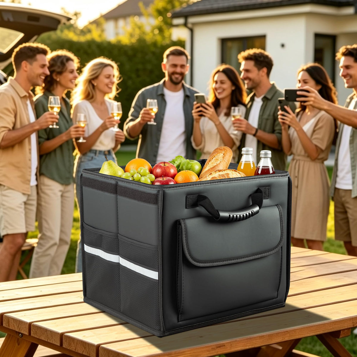 Foldable Leather Trunk Organizer Storage Box for SUVs and Sedans