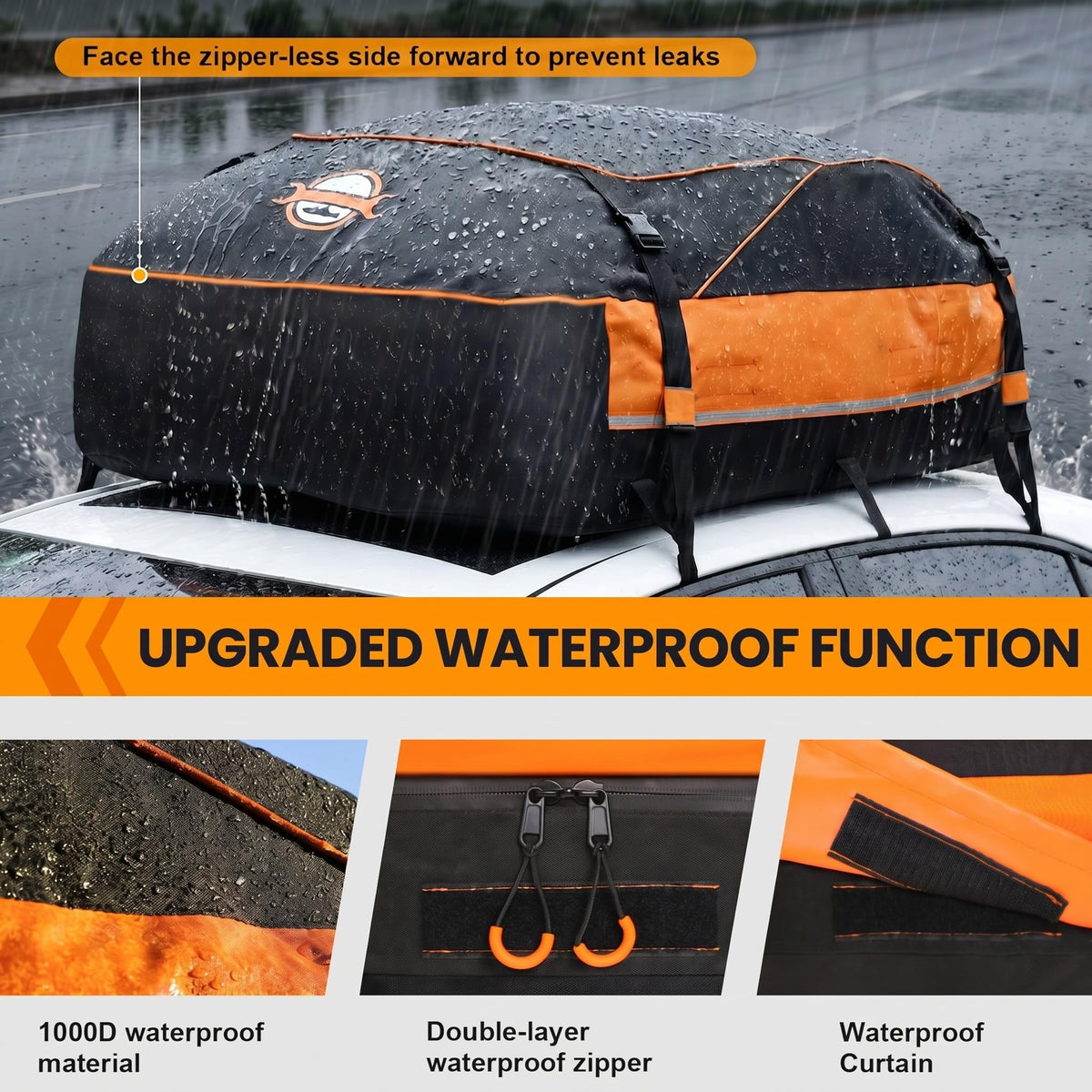 Sailnovo Aerodynamic Rooftop Cargo Carrier Bag, Cubic Feet Waterproof