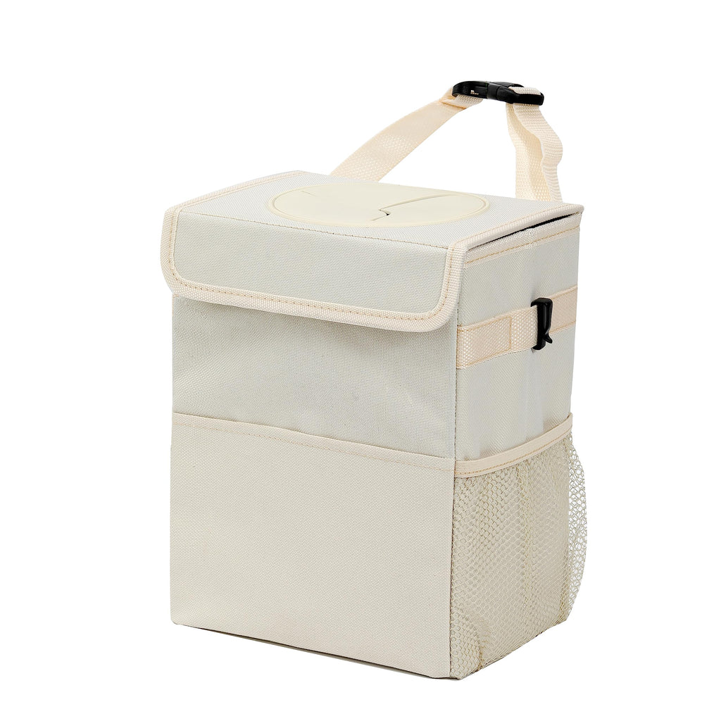 AOKJOY Car Trunk Organizer with Lid and Car Trash Can Beige