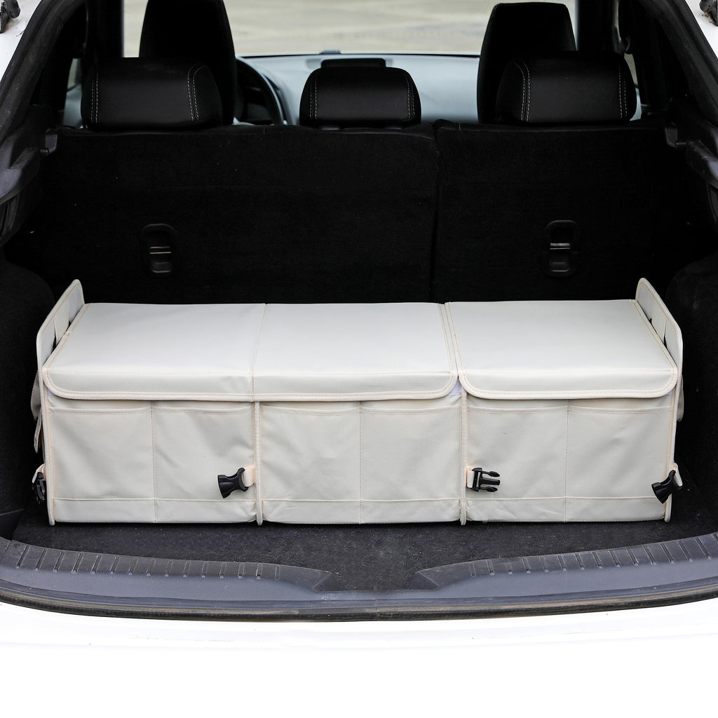 AOKJOY Car Trunk Organizer with Lid and Car Trash Can Beige